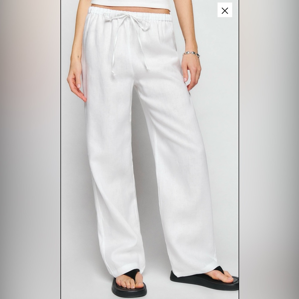 Reformation Petites Olina Linen Pant in White (Small Petite)